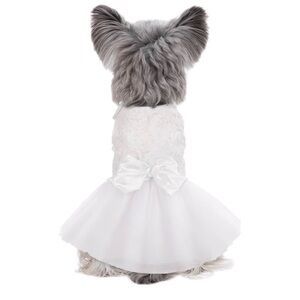 Elegant White Dog Dress with Bow